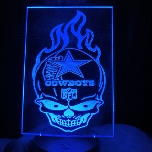 Blue LED Cowboys Skull Sign Acrylic Led desk  Lamp